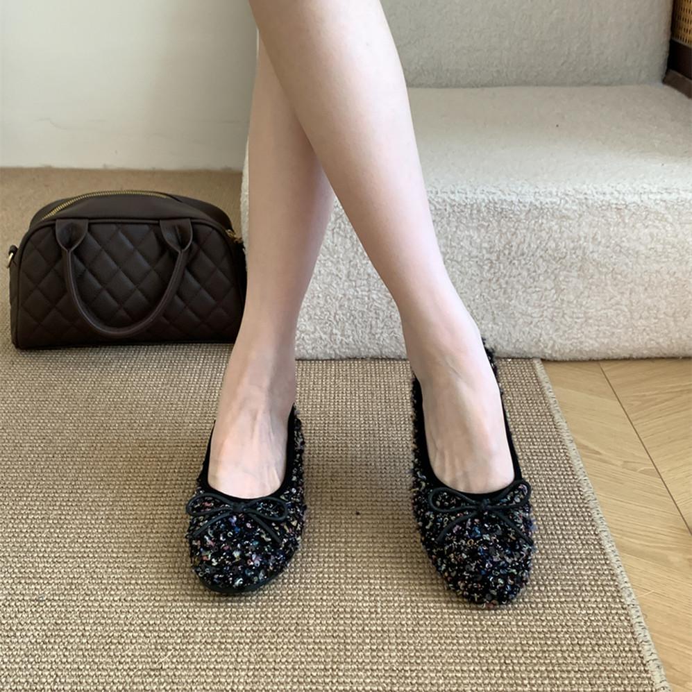 Fashion Bailamos Spring Women Flats Fashion Round Toe Shallow Slip On Ladies Elegant Ballerinas Shoes Soft Low Heel Boat Shoes