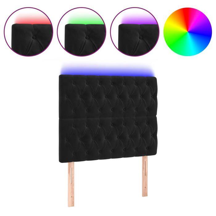 VidaXL Tête de Lit à LED Meuble de Chambre à Coucher Accessoire de Lit Simple Tête de Cadre de Lit Intérieur Noir 3122804