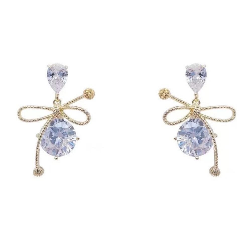Drip Rhinestone Pendant Earrings Stud Earrings Bowknot Earrings Crystal Zircon Earrings Women Bow