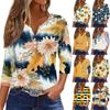 Women's T Shirt Tee Print Button 3/4 Sleeve Daily Weekend Fashion Basic V Neck Regular Top