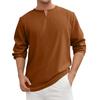 Men's Summer Solid Color Cotton And Linen V-neck Loose Long Sleeve Tops Men's Casual Fashion Long Sleeve Tops