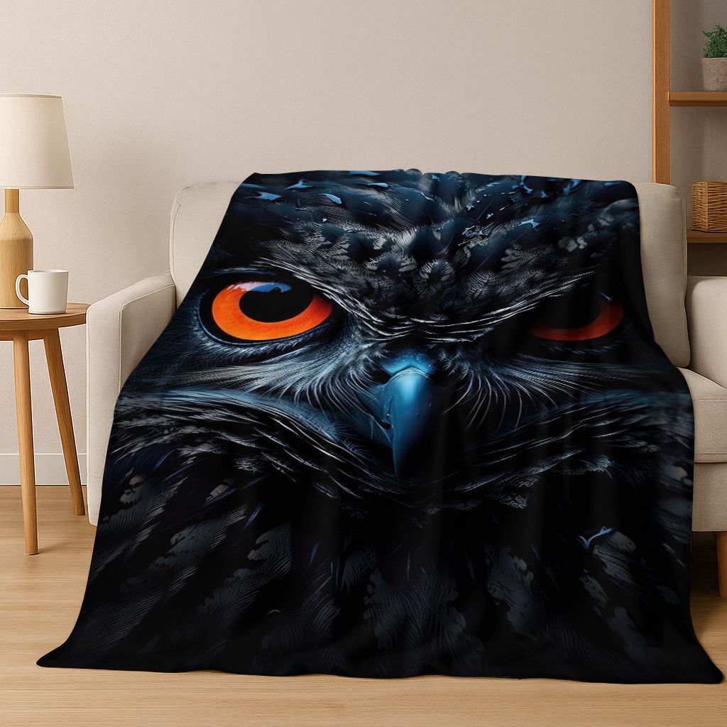 2026 New Mysterious Colorful Owl Cartoon Birds Flannel Blanket,Cozy Soft Throw Blanket for Home Bedroom Bed Sofa Cover Kids Gift