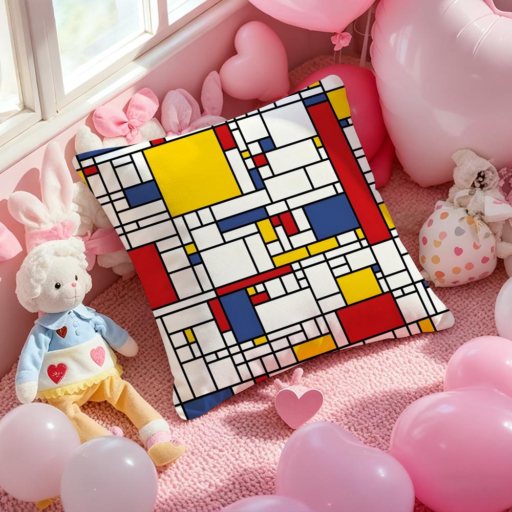 

Abstract Painting Piet Mondrian Art Cushion Cover Pattern Printed Pillowcase for Living Room Sofa Cushion Cover & Bedroom Decor 12x12Inch