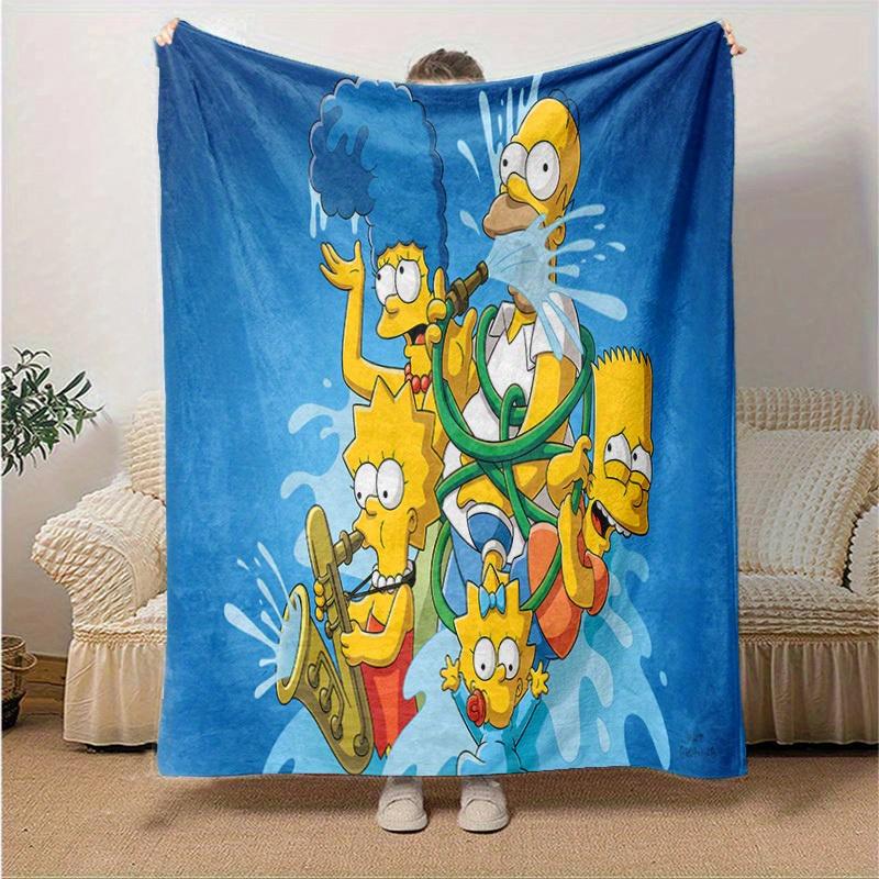 Simpsonovi kreslená deka, krátký plyšový roztomilý teplá deka, dekorace obývacího pokoje, pohovka, čtyři roční období, cestování