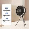 10000mAh Outdoor Camping Fan with Power Bank LED Lighting Circulator Desktop Fan Rechargeable Tripod Stand Fan for Home Office