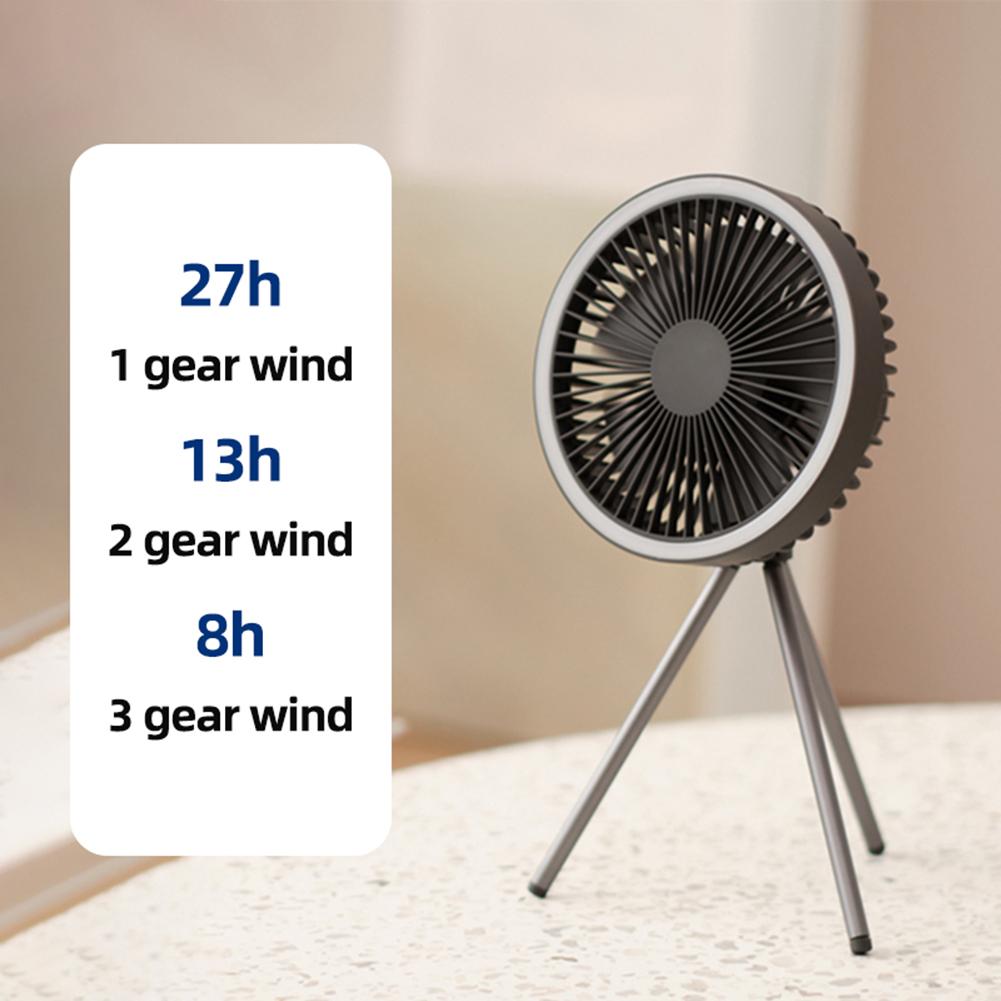 10000mAh Outdoor Camping Fan with Power Bank LED Lighting Circulator Desktop Fan Rechargeable Tripod Stand Fan for Home Office