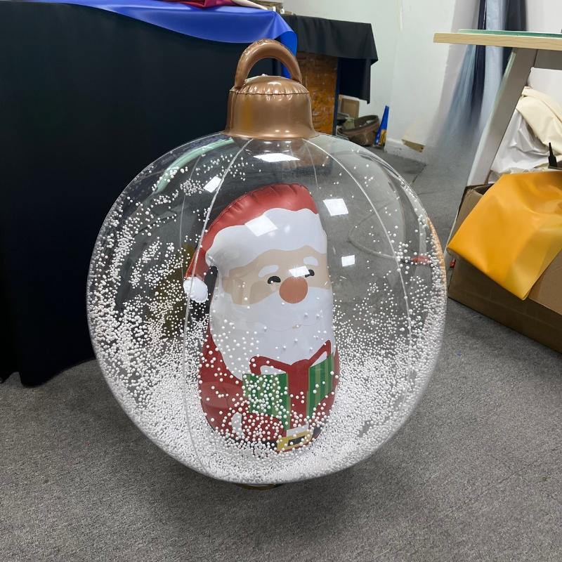 24 Inch Light Up PVC Inflatable Christmas Ball with Light Remote PVC Giant Inflatable Christmas Balls Christmas Decorations Ball