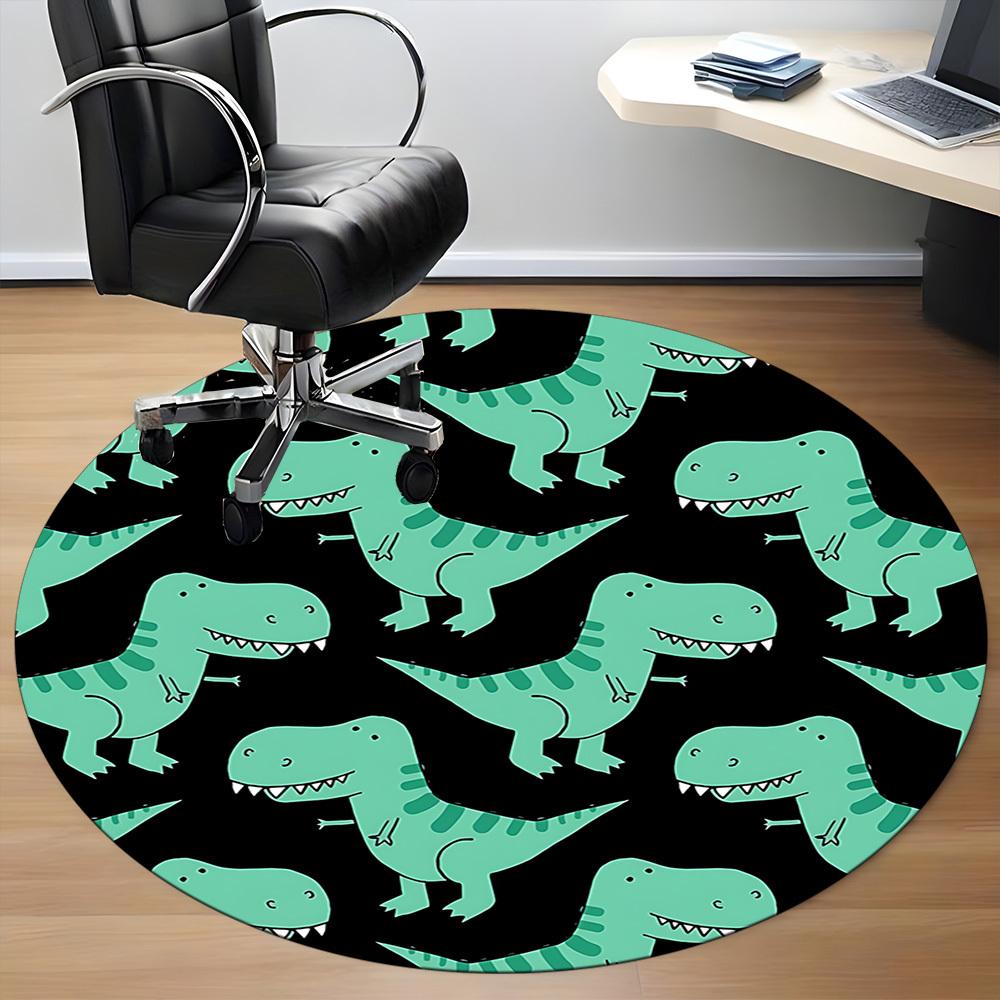 1 Stück Büro-Rundteppich mit Dino-Muster, Indoor-Matte geeignet für Büro, unter Bürostühlen, Schlafzimmer, Wohnzimmer, Heimdekoration, Raumdekoration, n52