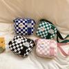 Vintage Chessboard Pattern Kids Shoulder Bag With Expandable Lightweight Nylon For Daily Use