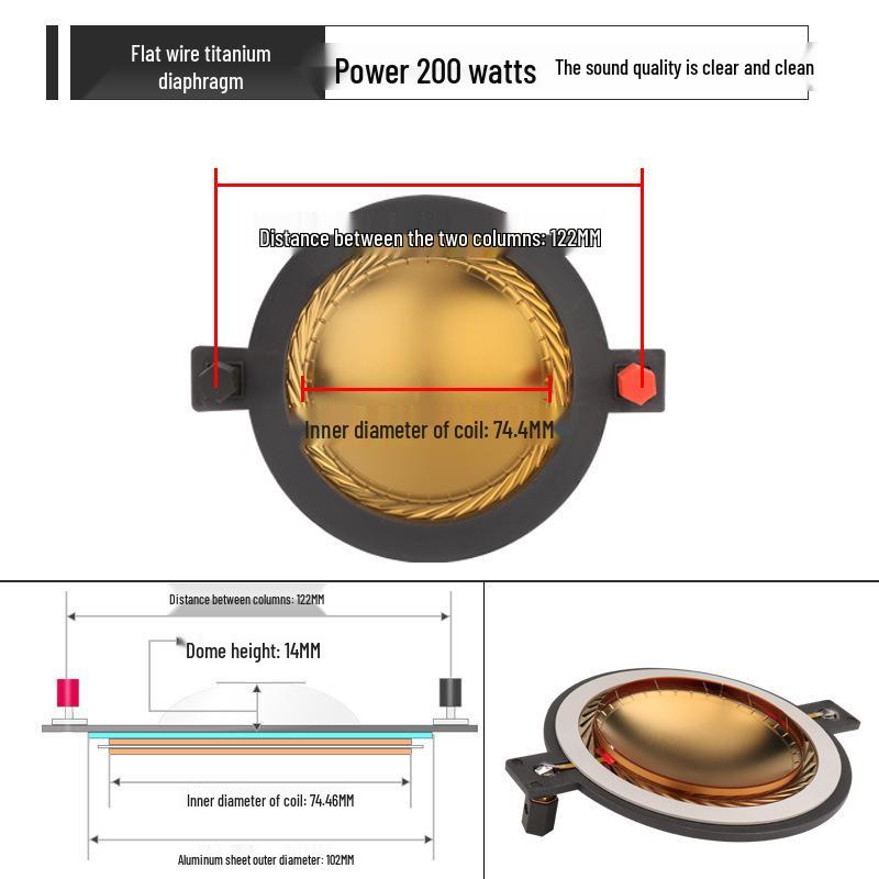 High-Power 74.5mm Composite Tweeter Voice Coil with 75-Core Flat Wire Diaphragm