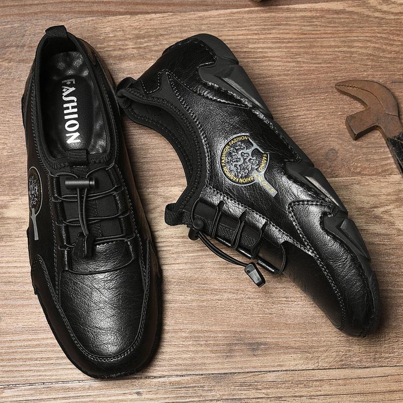 Men'S Genuine Leather Shoes 38-46 Male Comfortable Soft Driving Shoes Anti-Slip Loafers Man Casual Luxury Flats Male Sneakers