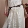 Vintage ethnic wind wood bead woven fringed waist chain bohemian belt clothing
