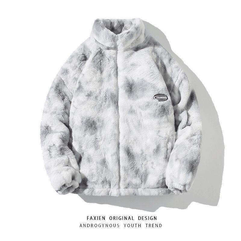 Autumn and winter new imitation Rex rabbit fur jacket men's and women's original style couple thickened cotton clothes trendy coat