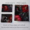 Fashion Gothic Skull Floral Duvet Cover Set - Soft Breathable HD Printing Bedding for Home Dorm Decor - Halloween Themed, Comfor