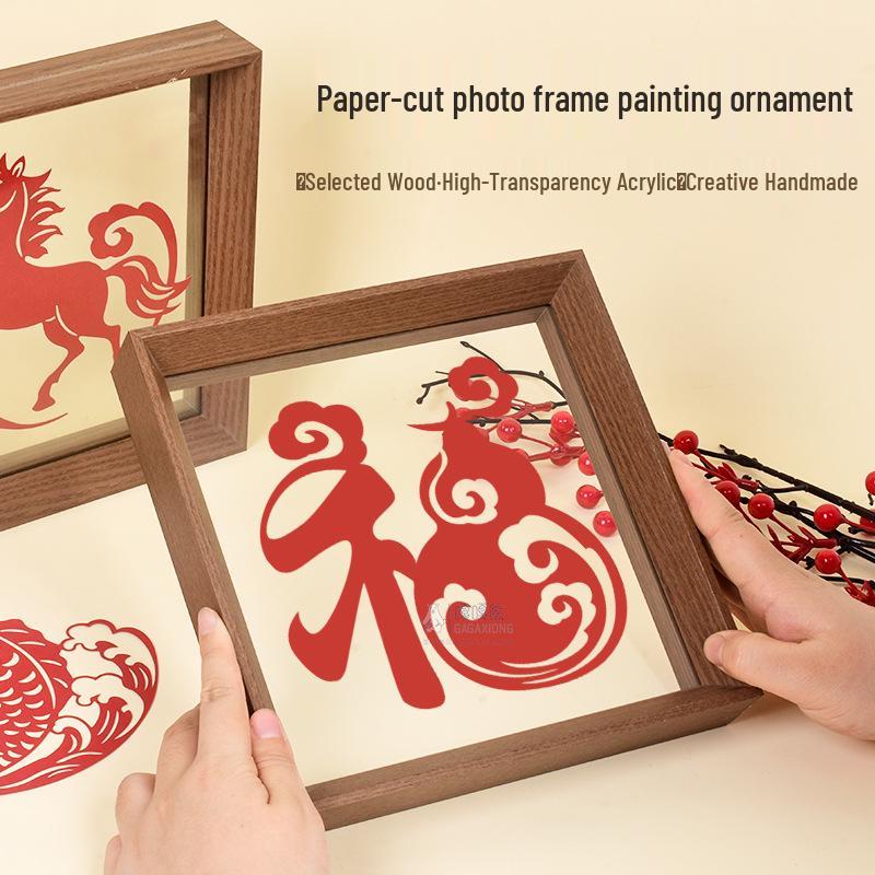 Mid-Autumn Festival & National Day DIY Paper Cut and Paint Kit: Children's Eco-Friendly Chinese Style 3D Photo Frame.