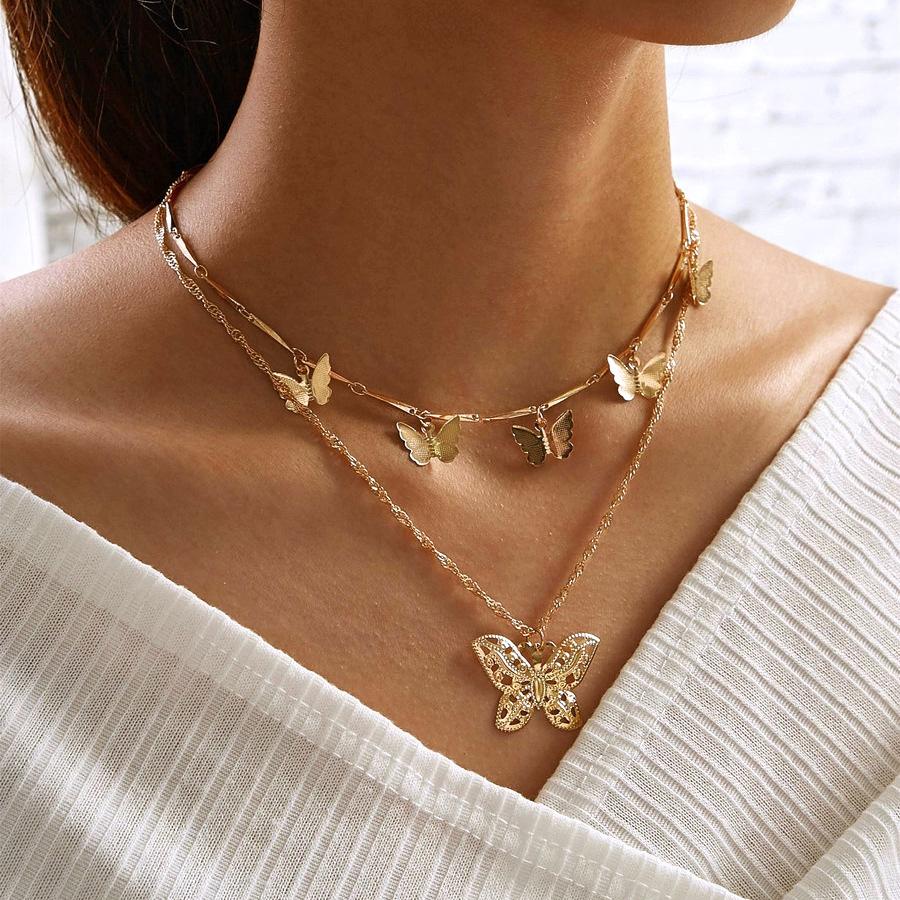 

Wind Butterfly Neck Chain Multi-layer Butterfly Collarbone Chain Necklace Set
