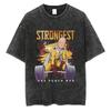 ONE PUNCHMAN T Shirt Saitama Manga Printed Tshirt Vintage Washed Cotton Tshirt Clothing Summer Short Sleeve Loose Tees Tops