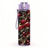 1PC Red Black Rose Dark Floral Art Print 750ml Color Plastic Sports Water Bottle Leakproof Flip Straw Lid Suitable for Sports Office Home Use