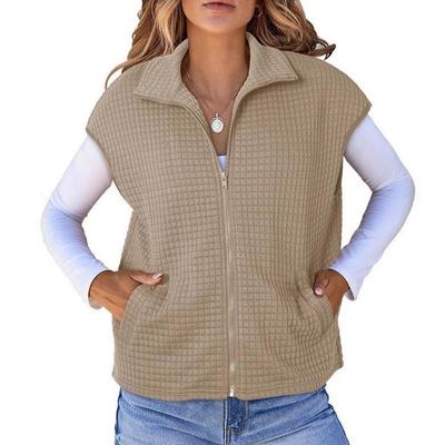 Γυναικείο Φθινοπωρινό Oversized Αμάνικο Φούτερ με Κάτω Γυριστό Γιακά, Τσέπη Βάφλα και Φερμουάρ.