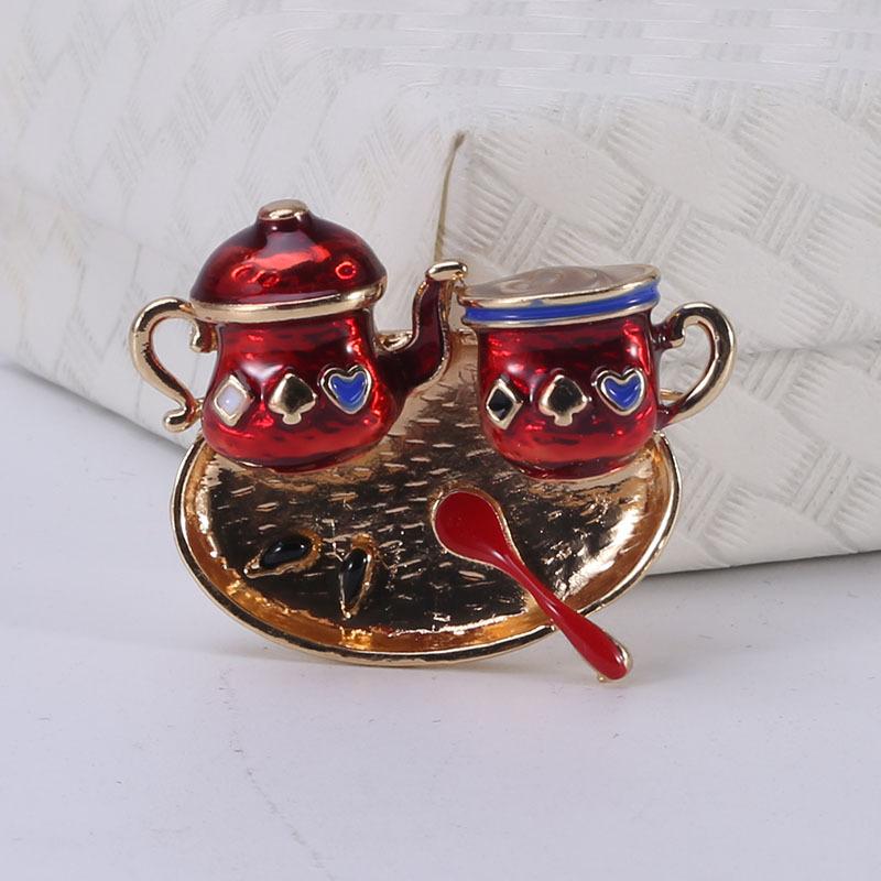 Cute Cartoon Alloy Oil Dripping Teacup Brooch, Simple And Fashionable Versatile Clothing With Accessories Pin