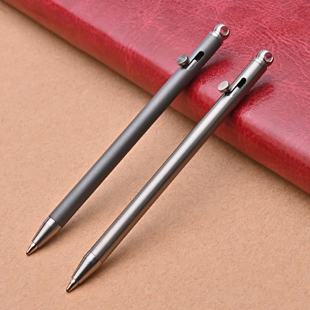 Mini Keychain Titanium Pen, Ultra Light Portable EDC Small Bolt Action Pen, Outdoor Gadget Personality Creative Signature Tool