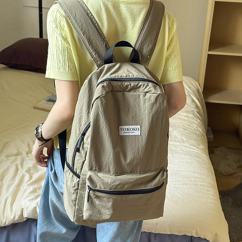 Small Fresh Solid Color Backpack for Female College Students, Outdoor Mountaineering Bag, Simple and Lightweight Travel Study Ba