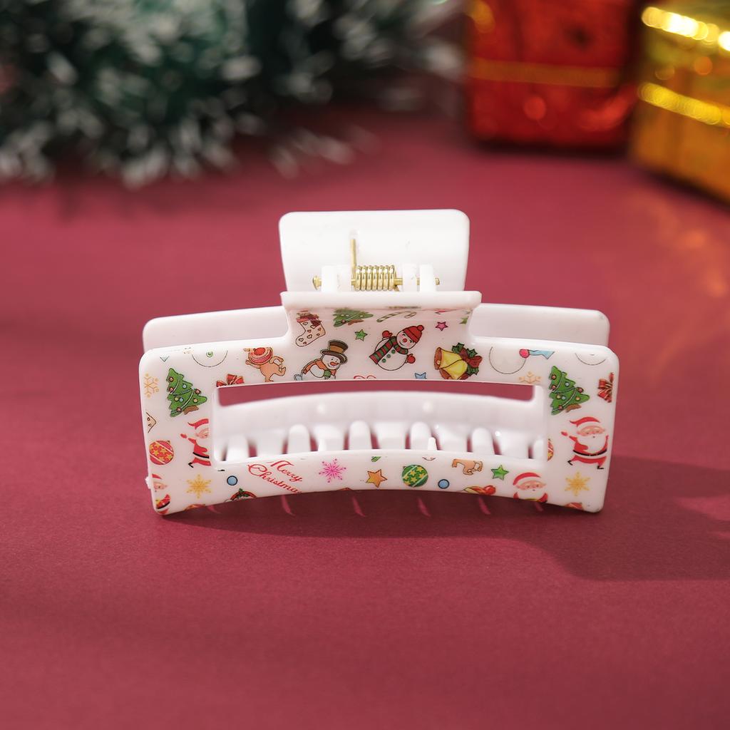 AWAYTR Christmas Pattern Hair Claws Acrylic Square Hair Clips Crab For Women Girl Gift Hair Accessories Festival Headwear