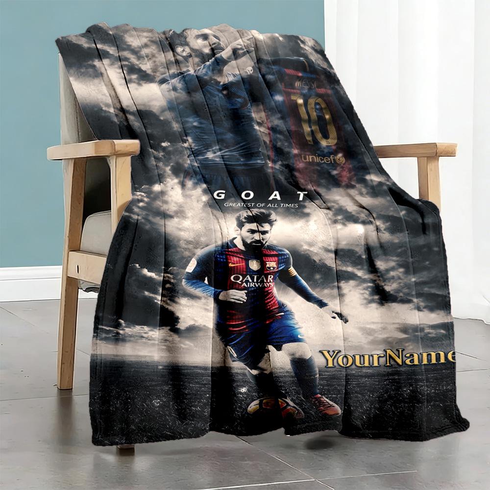 Messi 13 Customize Your Name Blanket Gift Customizable Blanket Soft Warm Cozy Throw For Office Chair Home Decor Couch Bed Four Seasons Universal