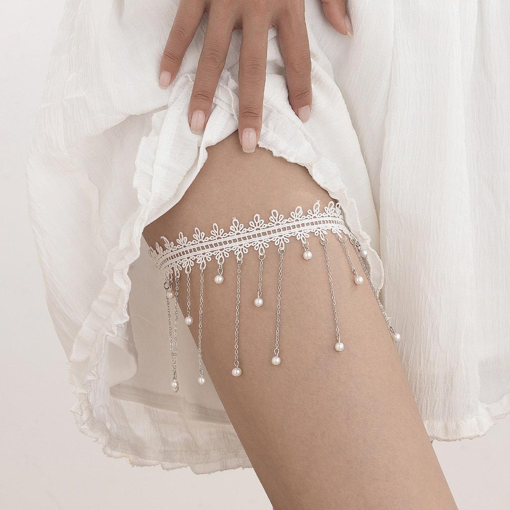 Accessories Gothic Dark Wind Thorns Rose Elastic Thigh Chain Sexy Lace Strap Fringed Leg Ring