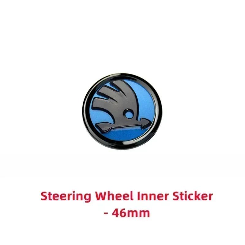 46/80/90mm Car Front Trunk Badge Steering Wheel IP34 Sticker for Skoda Logo Rapid Octavia Fabia Superb 2 3 Yeti Kodiaq Karoq