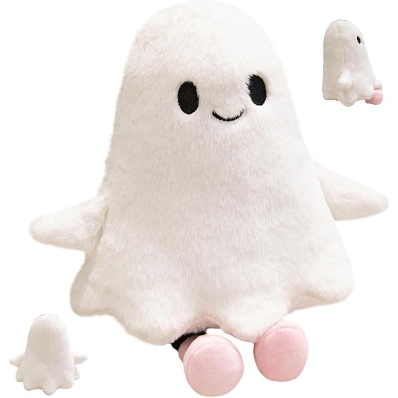 Ghost Plush Cute Soft Halloween Plush Smile Ghost Stuffed Animal with Hand and Leg Throw Pillow for Kids Adults, Stuffed Animal