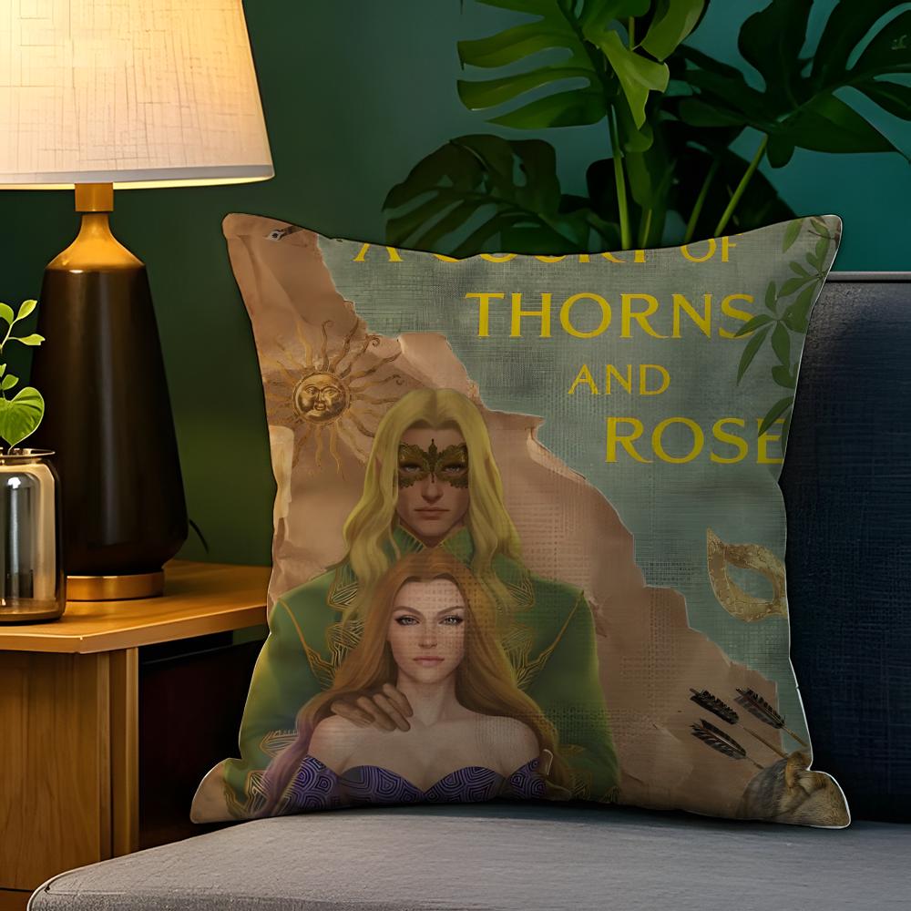 Novel A-A Court Of Thorns And Roses 2 Pillow Case Natural Linen Pillow Case Double-Sided Decor Sofa Pillowcase Home Decor