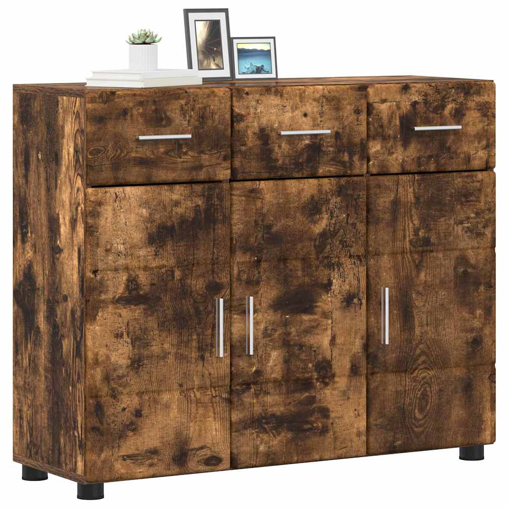 FLORIN Sideboard with Door Smoked Oak Finish 88.5 X 30.5 X 73 Cm