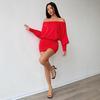 2026 Fall/Winter European & American Style One-Shoulder Batwing Sleeve Sexy Hip-Hugging Skirt