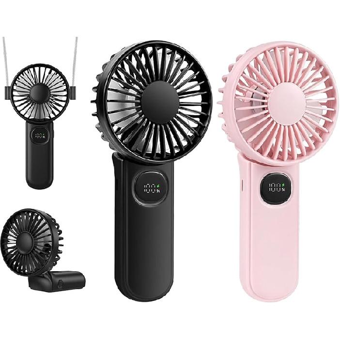 3 PCS Portable Mini Handheld Fans, 3 In 1 Foldable Small Pocket Fan Desk Personal Fan with Flashlight 3 Speeds, USB Rechargeable Battery Operated,