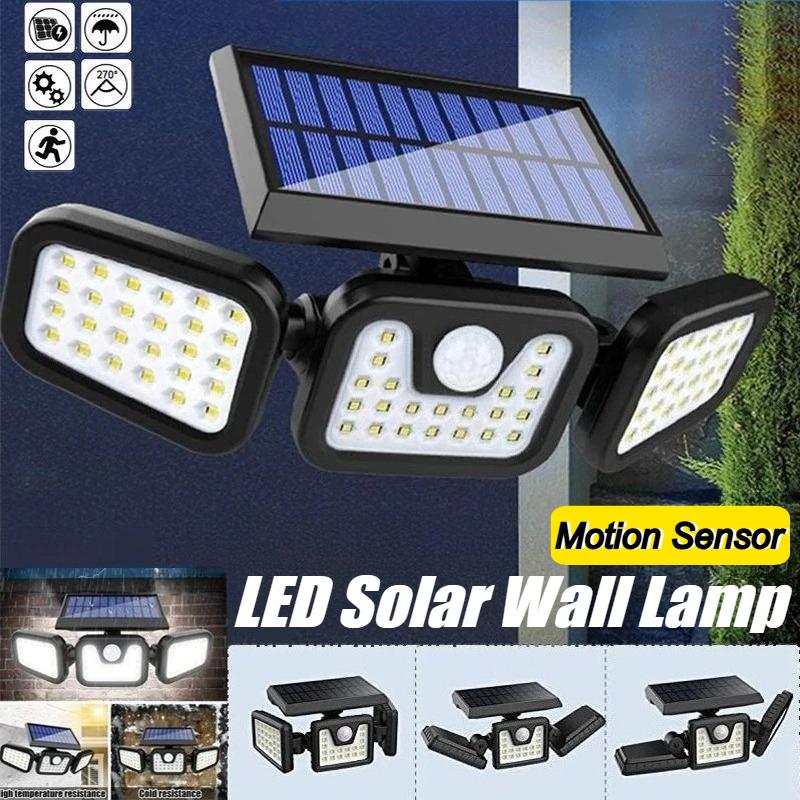 

LED Solar Lights Motion Sensor Lights 3 Modes Outdoor Waterproof Sunlight Solar Powered Street Light Wall Lamp Garage Lighting 74LED