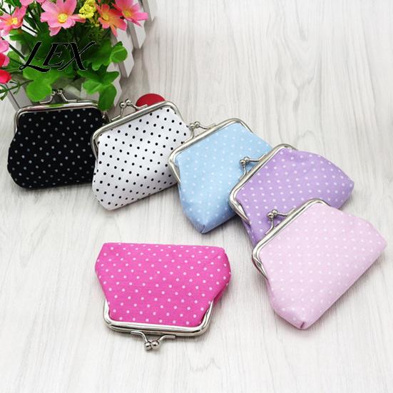 Retro Polka Dot Purse Women Coin Purse, Printing Mini Lightweight Pouch, Pocket Size Compact Storage Kiss Lock for Coins Earrings Hair Ties
