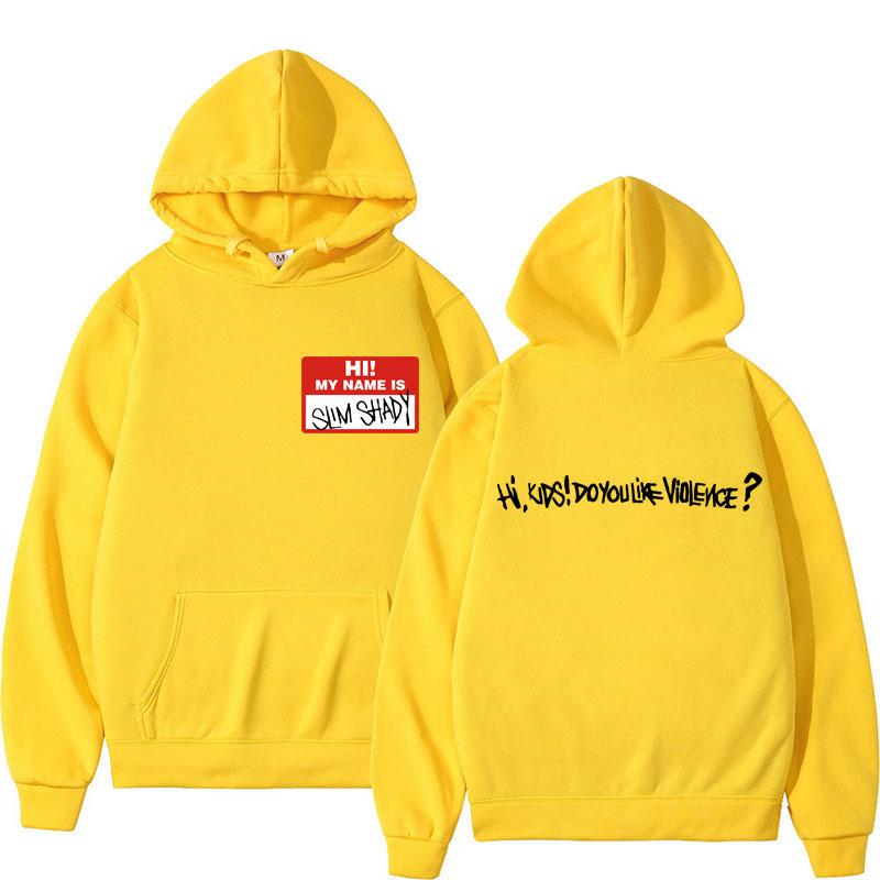 Hi My Name Is Eminem Slim Shady Fashion Hoodies Vintage Hip Hop Hooded Sweatshirt Men Women Oversized Fleece Pullover Streetwear