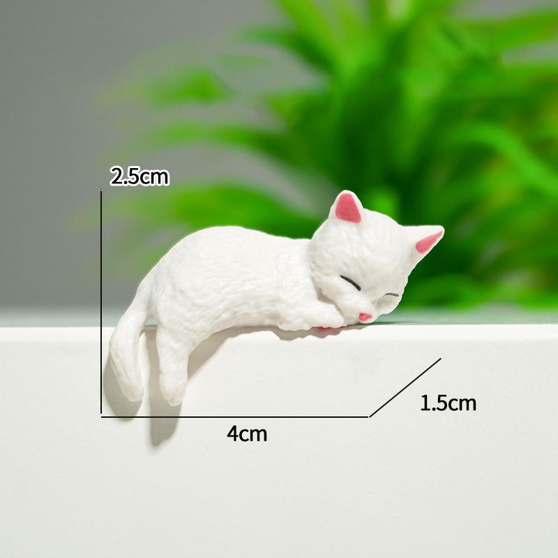 5Pc Car Landscape Cat Ornaments Cute Cartoon Cat Ornament Car Center Console Navigator Screen Sleeping Cat Decoration Miniatures