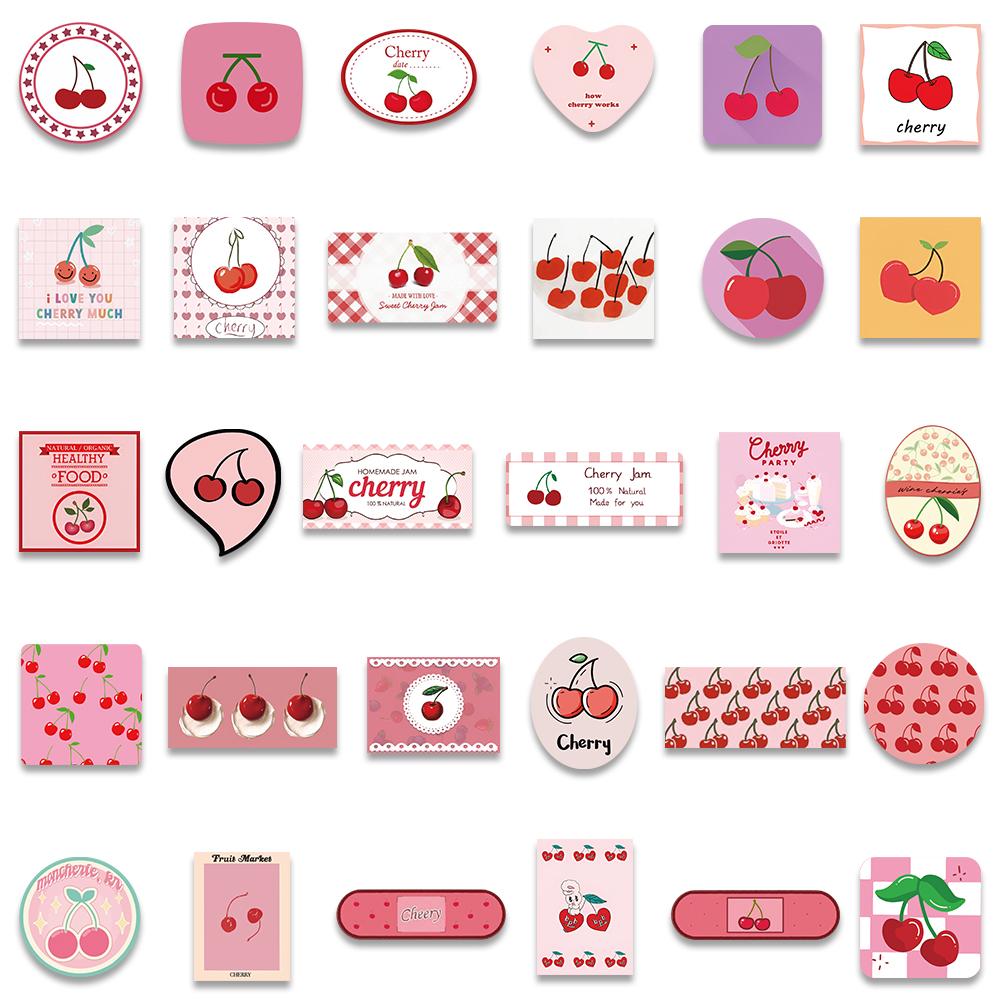90Pcs Cartoon Kawaii Pink Sweet Fruit Liqueur Cherry Jam Juice Stickers Laptop Guitar Phone Stationery Graffiti Kids Sticker