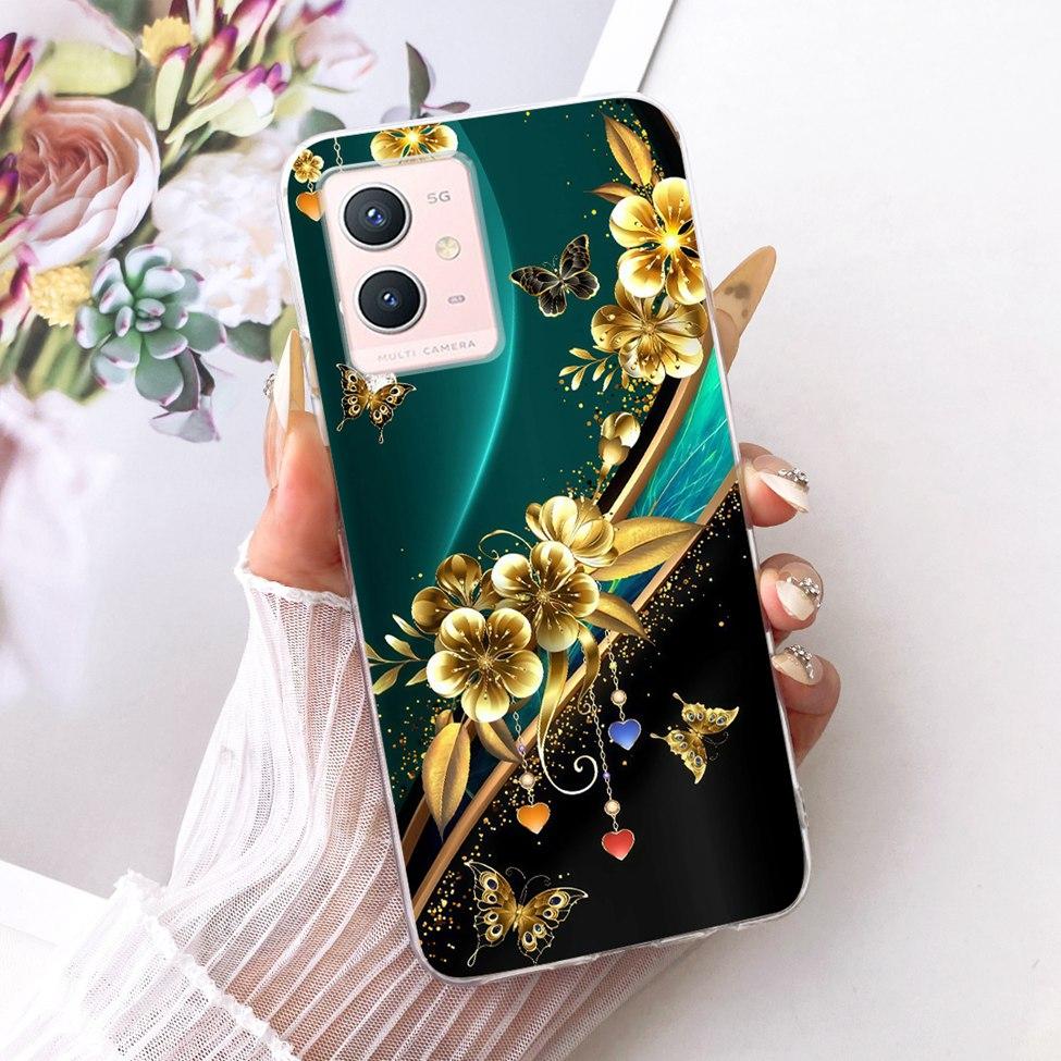 For Vivo Y33s 5G Clear Case Aesthetic Luxury Cute Cat Fashion Butterfly Funny Painted Casing For Vivo V2166A