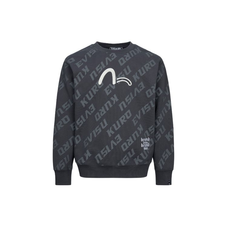 Evisu AW23 All Over Logo Print Oversized Sweatshirt Men sweatshirt Dark-Gray 2EAGNM3SW5158RXFL