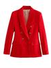 Retro Women Coat Long Sleeved V-neck Double Breasted Pocket Female Jacket Autumn Winter Commuter Lady Outwear