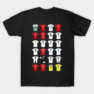 Herren Schwarzes Print-T-Shirt Cristiano Ronaldo Fußballtrikot No-Cut Transferpapier Druck Baumwoll-T-Shirt