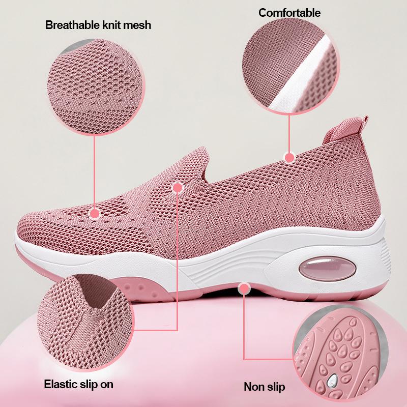 Fashion Fashion Knit Breathable Slip-On Casual Sneakers for Women Fashion Air Cushion Platform Outdoor Walking Shoes Woman Running Shoes