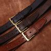 3.8Cm Wide Retro Hand-Polished Single-Layer Reflex First-Layer Cowhide Men'S Genuine Leather Pin Buckle Thickened Belt Men'S