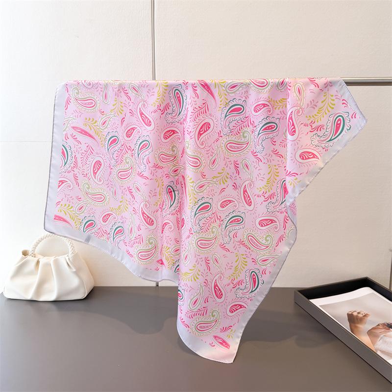 Luxury Printing 70cm Square Scarves Women's Silk Scarf Spring Summer Bandana Neckerchief Small Foulard Shawl