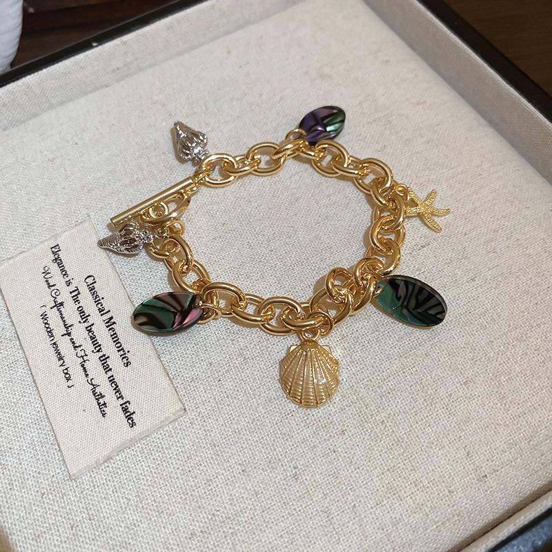 GemChic Women's Retro Alloy Conch Starfish Pendant Chain Bracelet Classical Ethnic Birthday Christmas Jewelry Gift