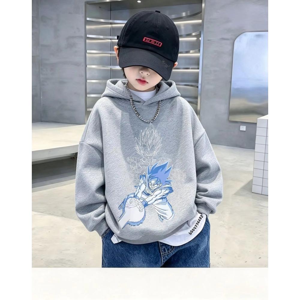 Japanese style Kids Hoodie Autumn Winter Dragon Ball Vegeta Character Print Pullover Sweatshirt Casual Long Sleeve Hooded Tops