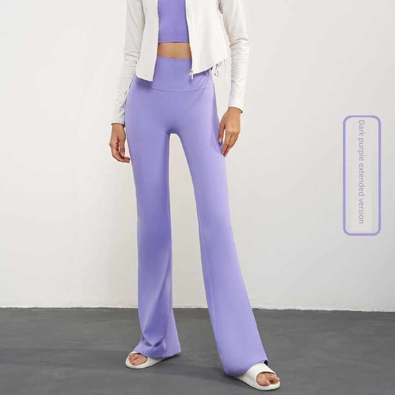 

Fall and Winter Nude Feel Yoga Bell-Bottom Pants Female Casual Running Fitness Pants High Waist Hip Lift Slimming Track Pants Bootcut Trousers Dark Purple (extended version) S